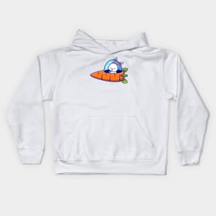 Cute Rabbit Driving Carrot Spaceship Kids Hoodie